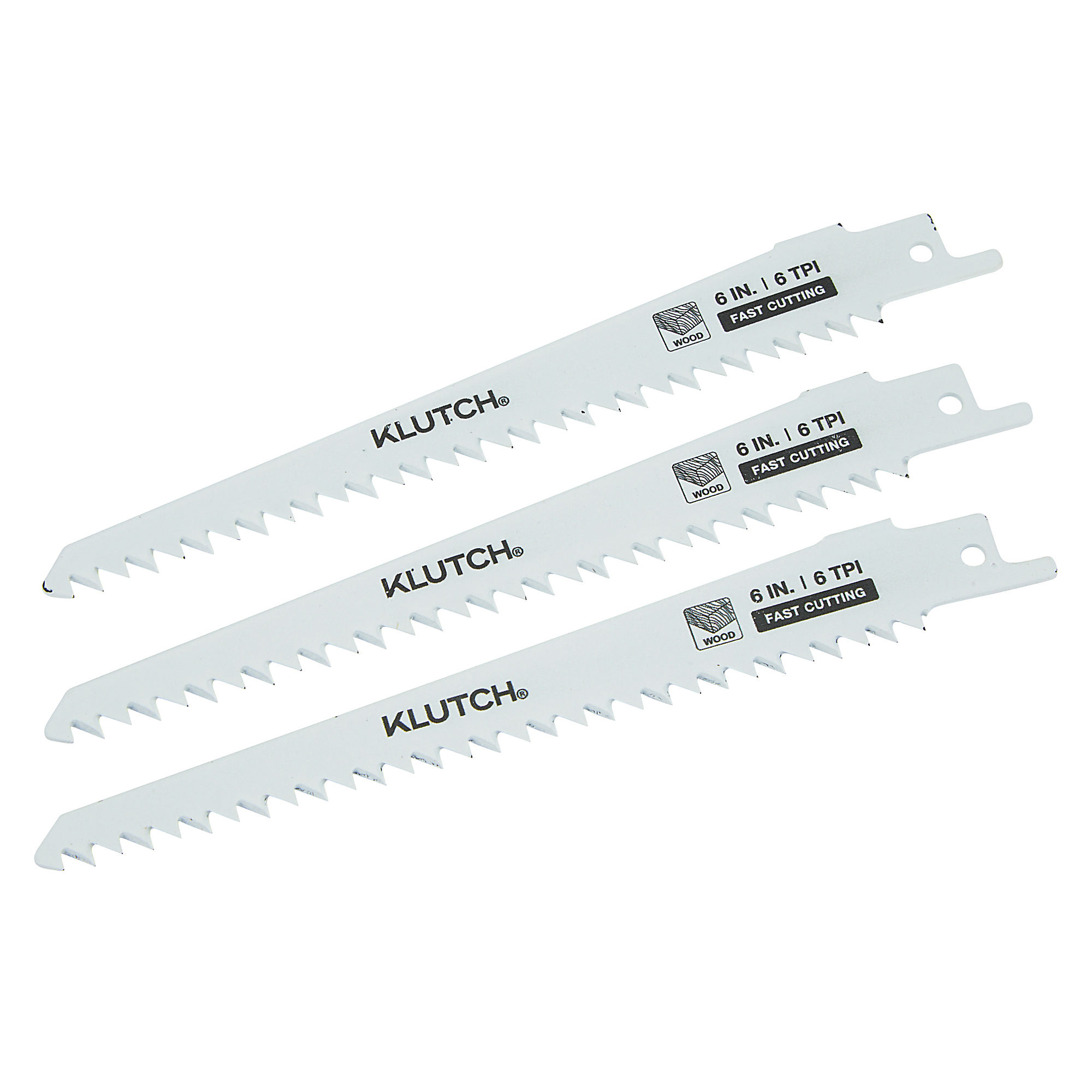Klutch 6in. Reciprocating Saw Blades, 3-Pc., 6 TPI